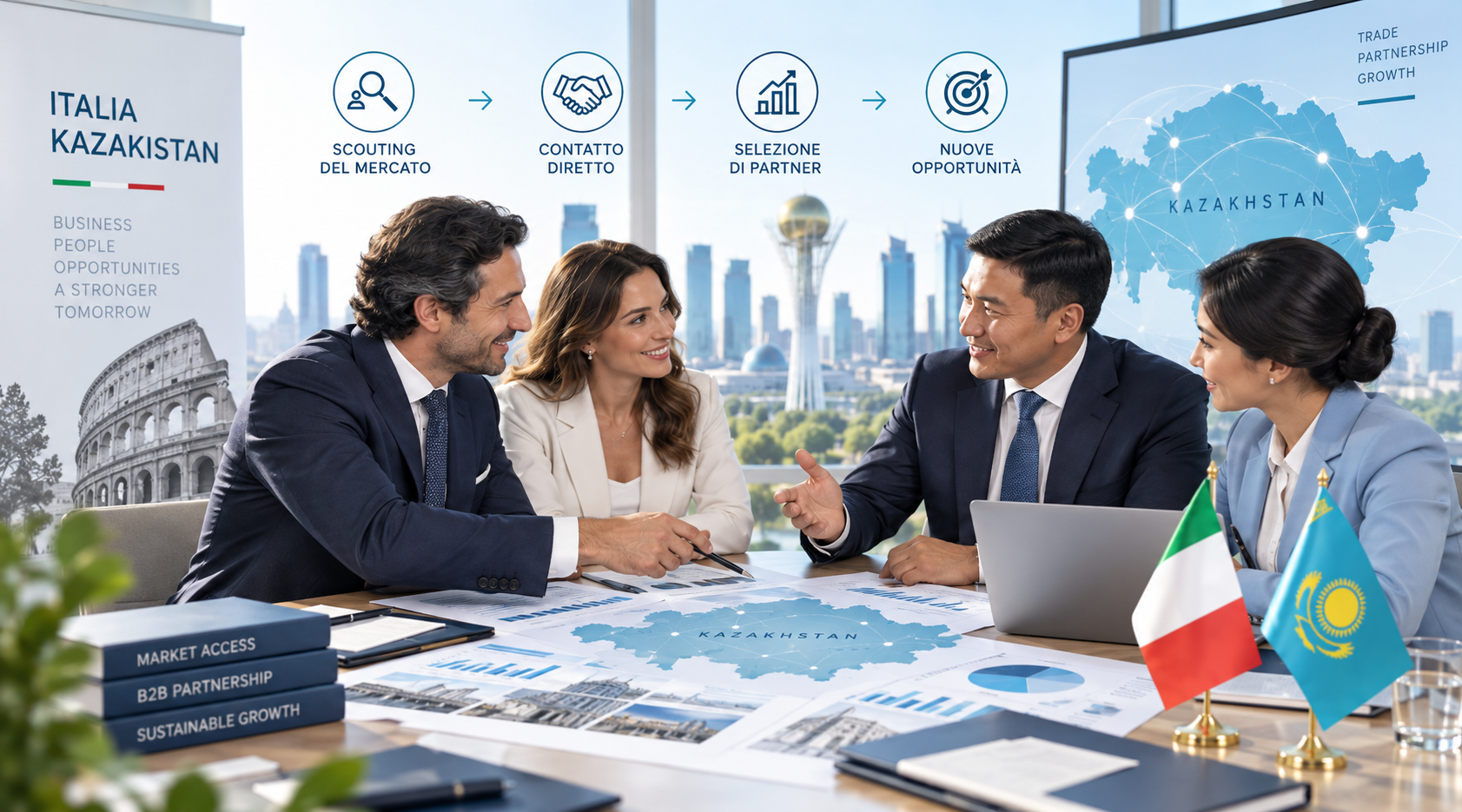 Scouting B2B in Kazakistan con selezione partner, contatto diretto e nuove opportunità commerciali